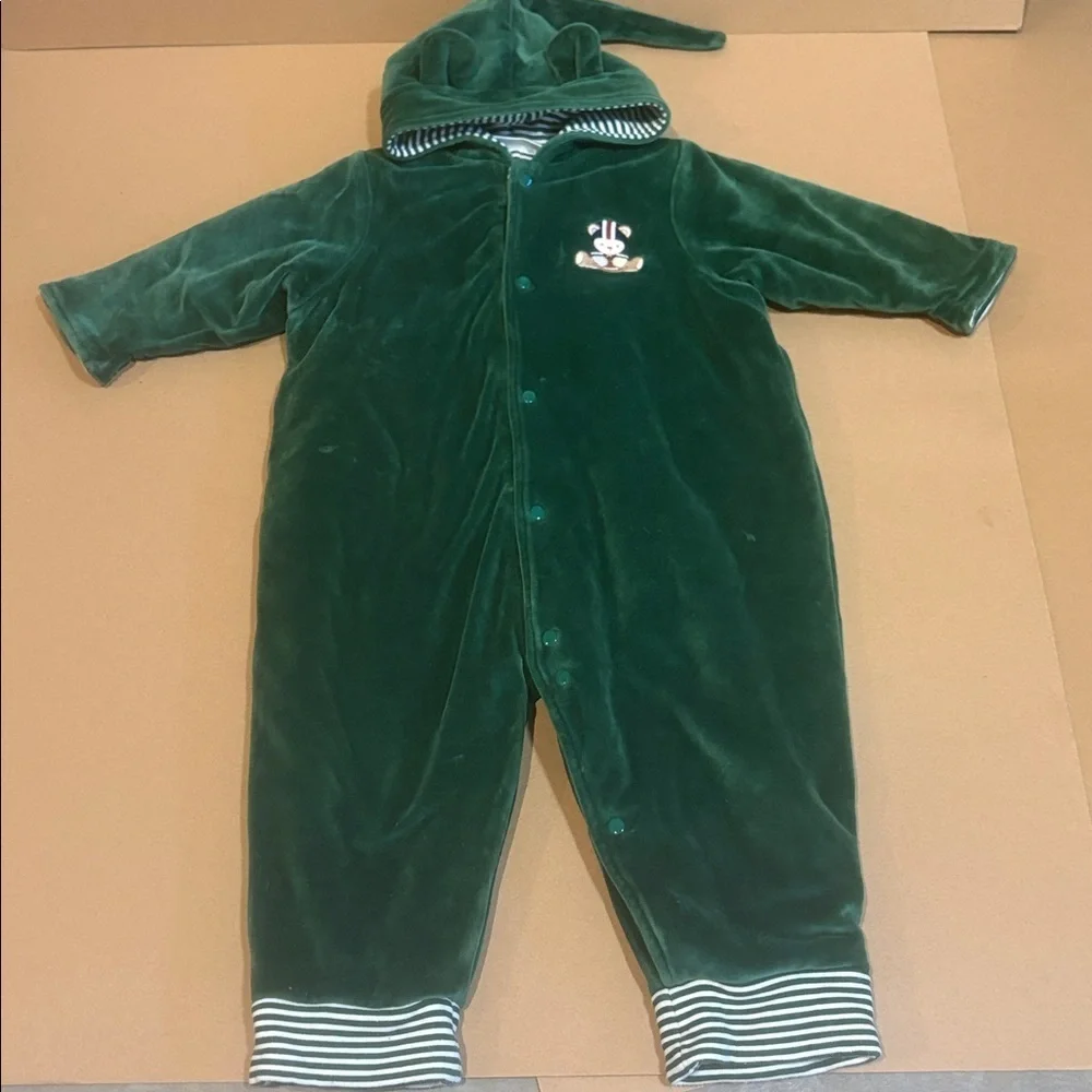First impressions baby boy bear vintage velour cozy